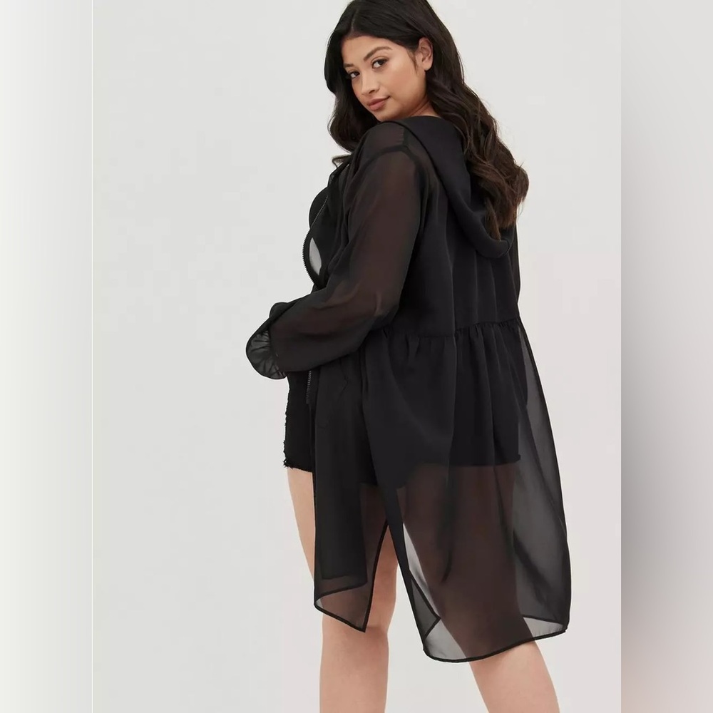 Torrid Black Hooded Cape Jacket